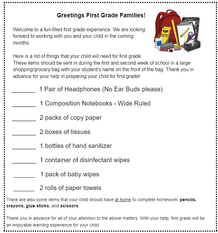 School Supply List